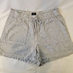 J Crew Adjustable Waist Black and White Striped Shorts